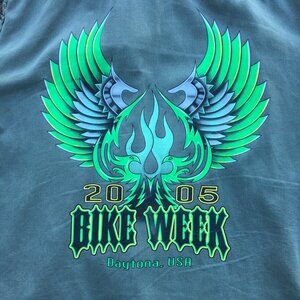 VTG Biker Design Sleeveless Shirt Mens XL Green 2005 Bike Week Daytona Beach FL